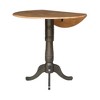 42" Nathaniel Round Dual Drop Leaf Bar Height Dining Table Hickory/Washed Coal - International Concepts: Pedestal Base, Rubberwood - 4 of 4