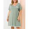 Agnes Orinda Women's Plus Size Pajamas Knit Lace Trim Polka Dots Short Sleeve Nightgowns - 2 of 4