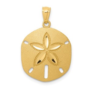 Black Bow Jewelry 14k Yellow Gold Satin & Diamond-Cut Sand Dollar Pendant - 1 of 4