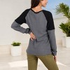 Anna-Kaci Women's Waffle Knit Top with Raglan Color Block Sleeves and Crew Neck - 2 of 4