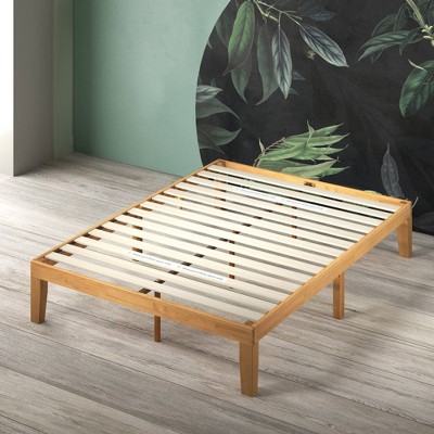 Natural Wood Queen Platform Bed Frame with Storage and Slats