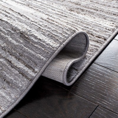 Grey and Light Grey Synthetic Abstract Runner Rug 2'2" x 9'