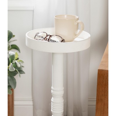 Colonial Turned Base Round Pedestal Table in Distressed White