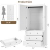 Coolmee Armoire Wardrobe Closet with 3 Drawers and 2 Doors, Wooden Wardrobe Cabinets for Hanging Clothes, Tall Standing Bedroom Armoires - 2 of 4