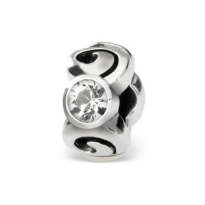 Black Bow Jewelry Sterling Silver April Crystal Birthstone, 3-Stone Bead Charm - 1 of 3