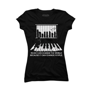 Junior's Design By Humans Music can change the world By jandastore T-Shirt - 1 of 2