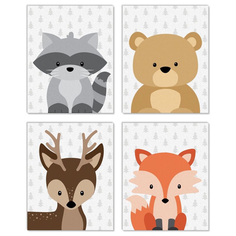 Big Dot of Happiness Woodland Creatures - Unframed Forest Animals Nursery and Kids Room Linen Paper Wall Art - Set of 4 - Artisms - 8 x 10 inches, 1 of 8