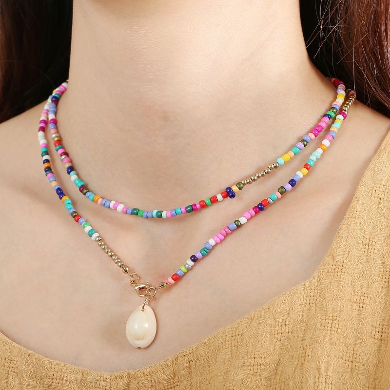 Unique Bargains Colored Beaded Necklaces Fashion Chain Necklaces for Women Ladies Alloy 1PC, 2 of 5