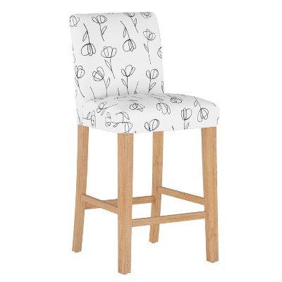 Hendrix Patterned Barstool Contoured Tulips White - Skyline Furniture