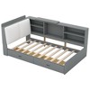 PAGED Twin Size Platform Bed Modern Wooden Bed Frame with Upholstered Headboard, Rotatable Storage Board, 2 Drawers and Shelves for Bedroom - 3 of 4