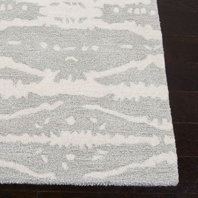 Light Grey and Ivory Hand-Tufted Wool Square Area Rug