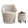 Alilang 27.16 inches Modern Swivel Accent Chair with Matching Upholstered Ottoman-White - 2 of 4