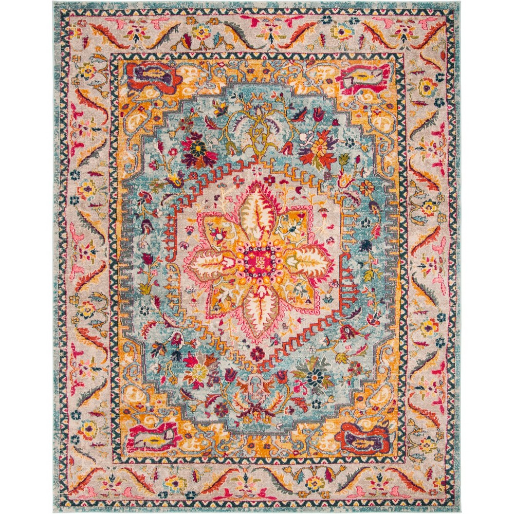 9'x12' Medallion Loomed Area Rug Turquoise/Beige - Safavieh