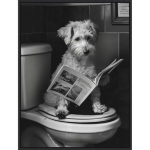 Amanti Art Good Boy Dog Toilet Art by Niky Rahner Framed Canvas Wall Art - 1 of 4