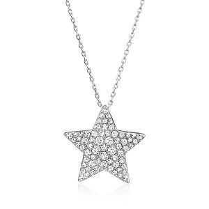 Ross-Simons 1.00 ct. t.w. Pave CZ Star Pendant Necklace in Sterling Silver Size 18 - 1 of 3