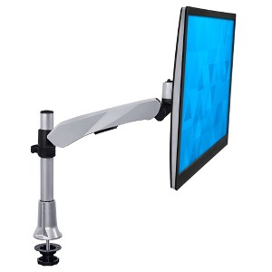 Mount-It! Height Adjustable Single Monitor Desk Mount Fits Up to 32" Screens, Silver - 1 of 4