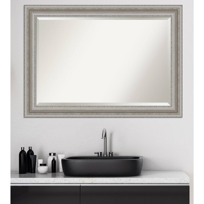 Parlor Pewter Patina 48"x36" Ornate Silver Bathroom Vanity Mirror