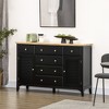 Aghana Digitals Black Modern Sideboard with 2 Cabinets & 6 Drawers, Rubber Wood Top, Adjustable - 2 of 4