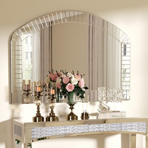 39.3x27.5in Extra Large Mirrored Pleated Edge Arched Wall Mirror Decorative Venetian Mirrors - 1 of 4