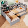 Whisen Wood Twin Size L-shaped Platform Bed with Trundle and a Drawer - 4 of 4
