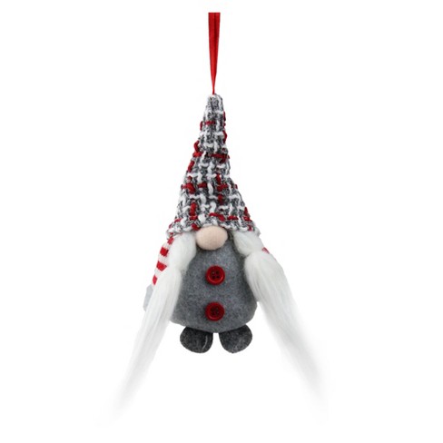 Northlight 6 Gray And Red Plaid Santa's Helper Gnome Hat Christmas Ornament  : Target