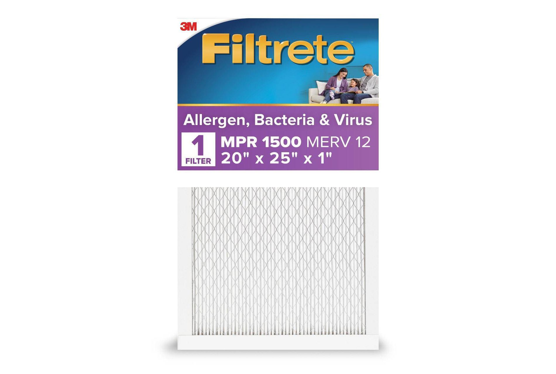 Filtrete 20x25x1 Allergen Bacteria and Virus Air Filter 1500 MPR