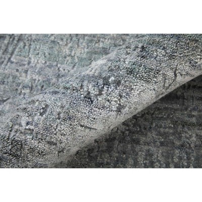 Gray Abstract Hand-Knotted Wool and Viscose Area Rug, 8' x 10'