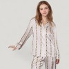 Anna-Kaci Lounge Women's Vertical Chain Print Pajama Set with Long Sleeve Notch Collar Button Down Top and Silky Relaxed Woven Pants - 2 of 4
