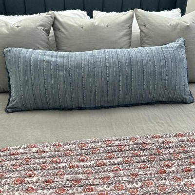 16x42 Washed Loop Stripe Lumbar Bed Pillow Blue - Hearth & Hand™ with  Magnolia