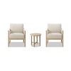 JTH Outdoor Grenada 3-Piece Acacia Lounge Chair & Table Patio Conversation Set, Sandy White All-Weather Olefin - 2 of 4