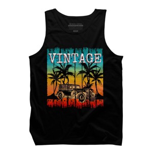Men's Design By Humans Vintage Classic Car At Beach By punsalan Tank Top - 1 of 2