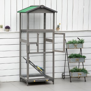 LOVMOR 65" Wooden Bird Cage Outdoor Aviary House for Parrot - 1 of 4