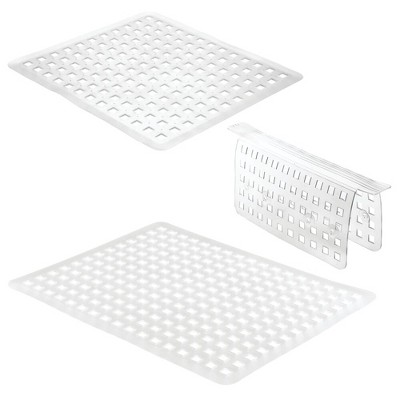 mDesign Kitchen In-Sink Protector Set - 1 Sink Saddle, 2 Mats (Reg & L) - Clear