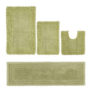 Lilly Crochet Collection 100% Cotton Tufted Reversible 4-Piece Bath Rug Set – Super Absorbent, Machine Washable Bathroom Mats with Crochet Pattern - 1 of 4