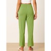 INSPIRE CHIC Women's Cotton Stretchy Elastic Waist Straight Wide-Leg Pajama Pants with Pockets - 3 of 4