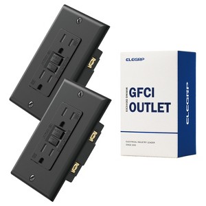 ELEGRP GFCI Outlet,15A Self-Test GFCI Electrical Outlet, Tamper Resistant Receptacle with Wall Plate, UL Listed, Black 2PC - 1 of 1