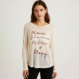 Cherie Code Women’s Graphic Tee – Slub Knit, Long Sleeve, Statement Print - 1 of 4