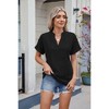 Women's Henley Neck Boho Blouse with Eyelet Embroidery Textured Summer Tops Casual T-Shirts - 3 of 4