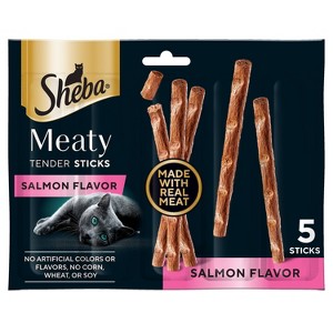 Sheba Meaty Tender Sticks Salmon Flavor Jerky Cat Treats - 0.7oz/5ct - 1 of 4