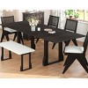 6 PCS Dining Table Set with Bench, Extendable Table with Leaves, Upholstered Rubber Wood Chairs with Wicker Backs and Cushions-Coolbibila - 2 of 4