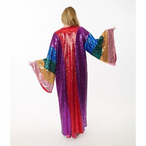 Unique Vintage Women's Long Duster Rainbow Sequin Striped - 1 of 3