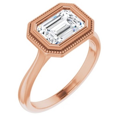Pompeii3 1 3/4Ct Emerald Moissanite Solitaire Engagement Ring White Yellow or Rose Gold