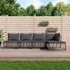 vidaXL 5-Piece Indoor/Outdoor Patio Lounge Set - Flexible Design, Durable Poly Rattan Material, Comfortable Cushioned Seating in Anthracite Dark Gray - 2 of 4
