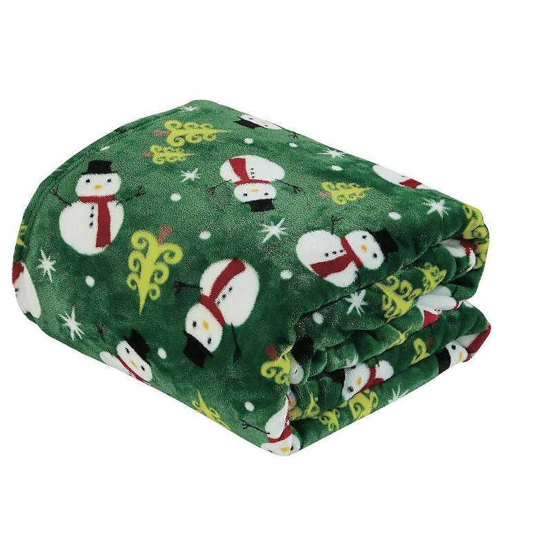 Kate Aurora Ultra Soft & Cozy Christmas Green Santa Plush Accent Throw Blanket - 50 in. W x 60 in. L, 1 of 3