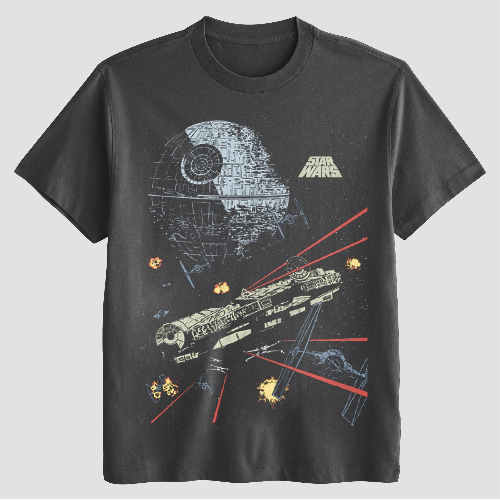 Men's Star Wars Death Star Millenium Falcon Short Sleeve Graphic T-Shirt - Black