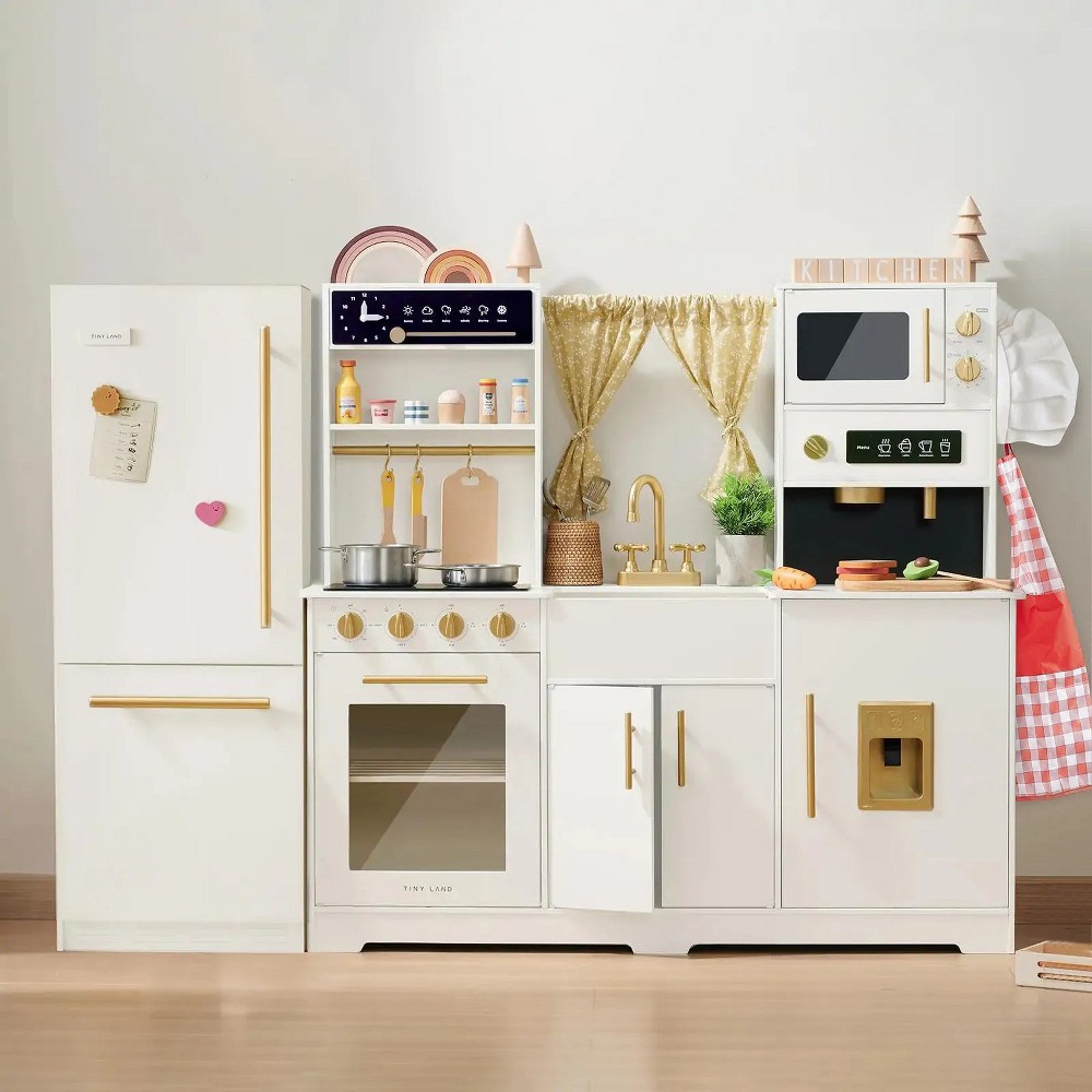 Tiny Land® Play Kitchen Accessories – Play Kitchen Fridge: Premium Kitchen & Fridge Set