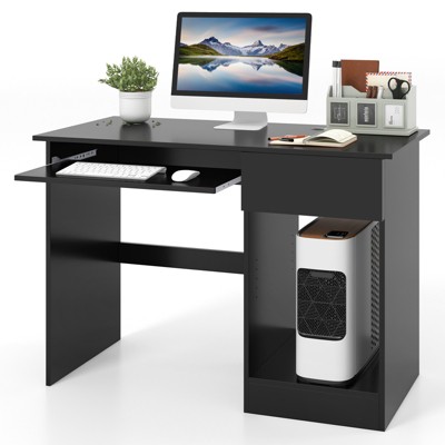 Tangkula Computer Desk w/ Keyboard Tray Large Drawer Home Office Desk w/ Adjustable Shelf & Cable Hole Study Desk