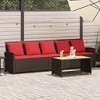 vidaXL Patio Sofa 5-Seater with Cushions - Brown and Red - 2 of 4