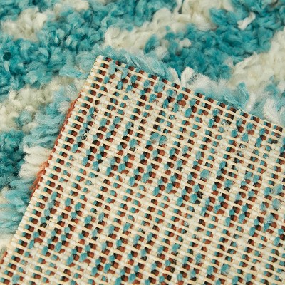 Teal Stripe Rectangular Shag Rug for Kids 5' x 7'