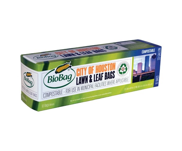 BioBag Compostable Lawn & Leaf Trash Bags - 33 Galon - 10ct